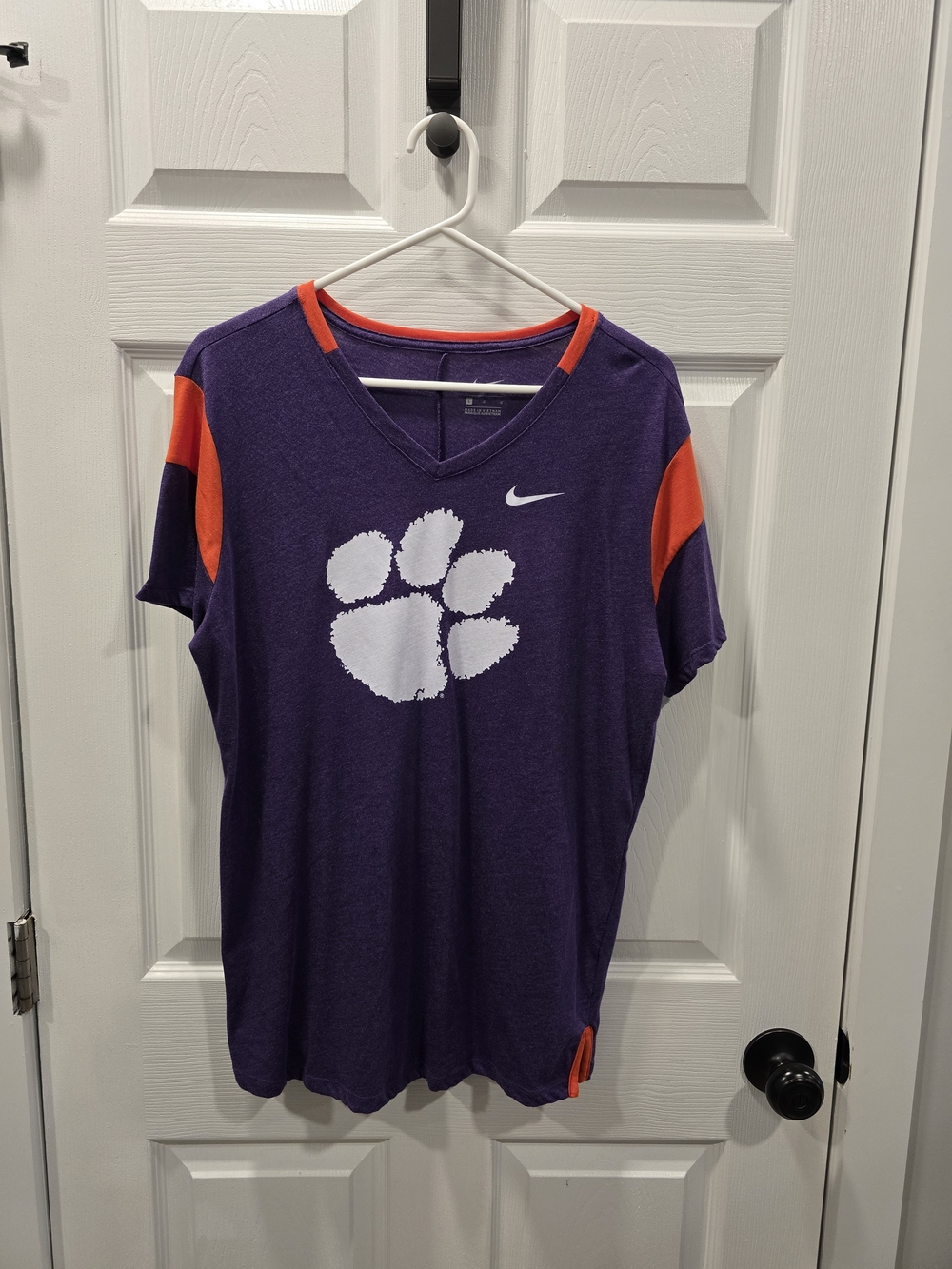 Nike Purple Clemson Paw Short Sleeve Tee with Orange Accents